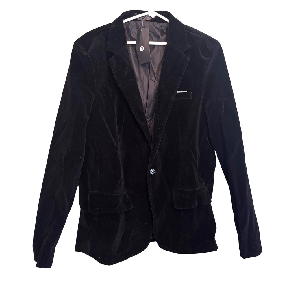 NWT Mens Executive Business Corporate Office Velvet Blazer Jacket Black Size 2XL